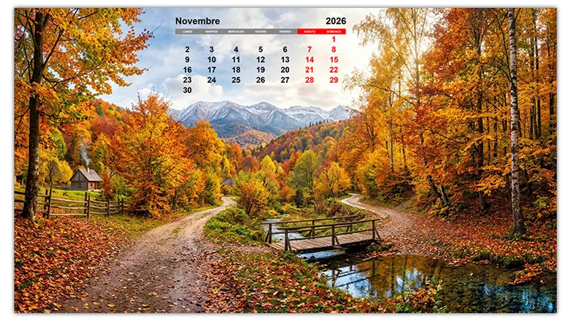 Sfondo per il Desktop Novembre 2026 in Full HD